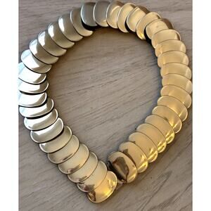 Vtg 80s Gold Stretch Belt Overlapping Medallion Concho Metal Disc Disco 0S S/XL